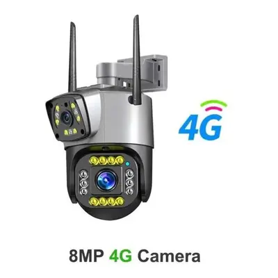 (4G US PLUG) New Dual Lens 4G/WiFi IP Camera 8MP 4K Surveillance Camera Wireless Outdoor Smart H