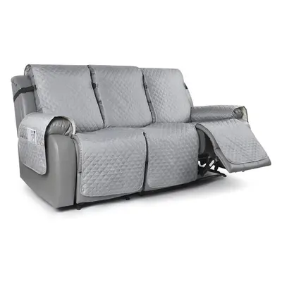 (light grey, Seat) 2 Seat Non-slip Recliner Chair Cover Sofa Slipcover Reversible Pet Cover Prot