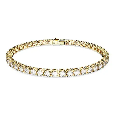 Swarovski Matrix Tennis Bracelet, White Round-Cut Crystals in a Gold-Tone Plated Setting, from t