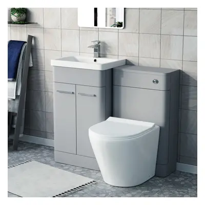 Nes Home Matte Grey 500mm Freestanding Basin Vanity WC Unit & Toilet