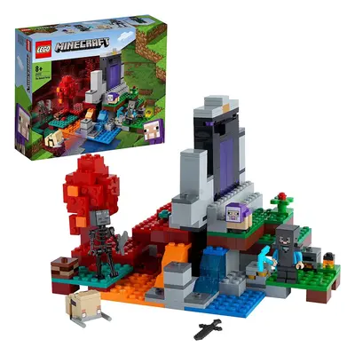 LEGO Minecraft The Ruined Portal Toy with Steve and Wither Skeleton Figures, Building Set for Ki