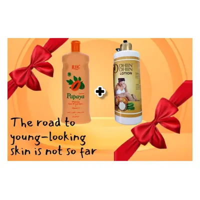 Pack Of Whitening Lotion Set RDL Papaya Whitening Lotion 400g + Dhin Dhin Lotion Skin Care - Emb