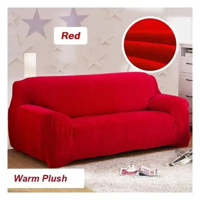 (red, three seat(195-230cm)) 2 4 Seater Soft Stretch Chair Sofa Covers Couch Cover Elastic Slipc