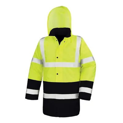 (XL, Fluorescent Yellow/Black) Result Unisex Adult Motorway Two Tone Safety Coat