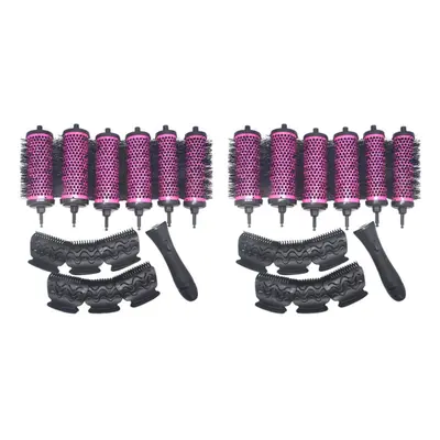 12pcs/set Sizes Detachable Handle Hair Roller Brush with Positioning Clips Ceramic Barrel Curler