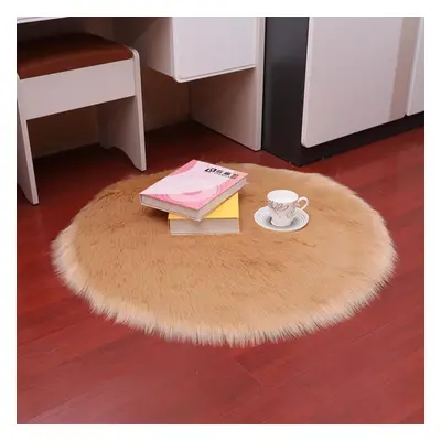 (khaki, 90cm) Shaggy Round Imitation Australian Wool Carpet, Home Decorative Carpet, Floor Mat, 