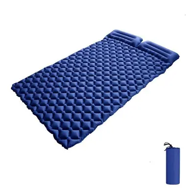 (blue, 185X118X5.5cm) Inflatable Mat Camping Sleeping Inflating Self Mattress Bed Air Pillow Hik