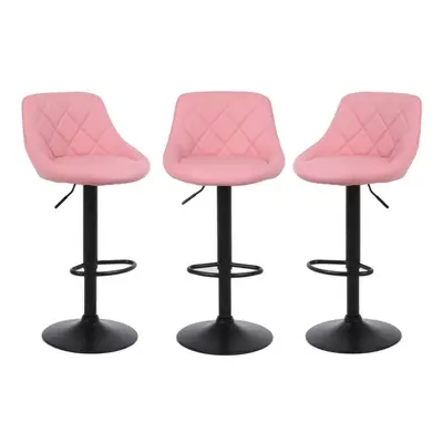 (PINK) Set of Bar Stools, Faux Leather , swivel, height adjustable