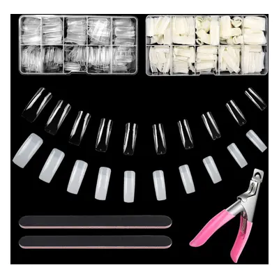 Deciniee Acrylic Nail Kit, 1000Pcs Clear and Natural False Nails Sizes Fake Nails Extension Arti