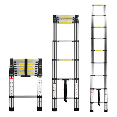 2.6m Telescoping Ladder Stainless Steel Telescopic Non-slip Extension Ladder