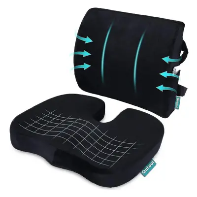 Orthopedic Seat Cushion And Back Lumbar Support Cushions Pillow For Office Chair Memory Foam Car