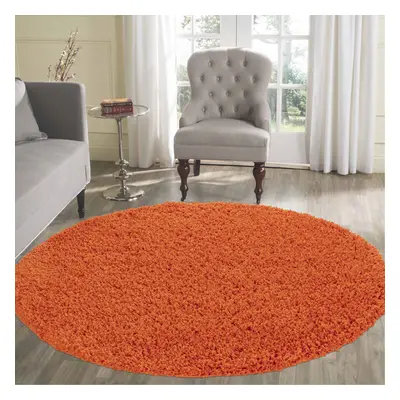 (Round x 120cm, ORANGE) Living Room Soft Shaggy Rugs 45mm Pile Height Small - Extra Large in Col