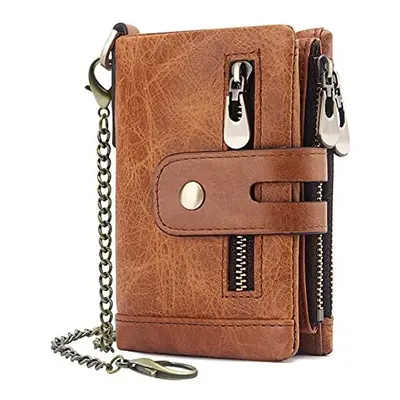 REETEE Mens Wallet RFID Blocking Men's Genuine Leather Wallet and Zipper Coin Pocket Bifold Purs