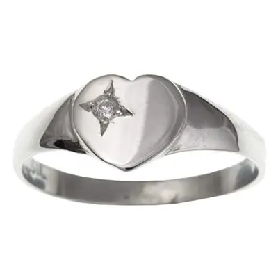 (N) Silver Signet Ring Ladies Signet Ring Heart Signet Ring With Gemstone