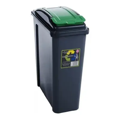 Wham Recycling Bin Slim Kitchen Trash Can Rubbish Dustbin with Green Lid Litres