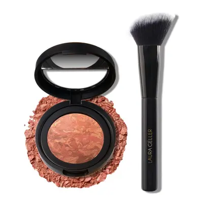 LAURA GELLER NEW YORK Baked Blush-n-Brighten Marbleized Blush + Angled Blush Brush Beachy Horizo