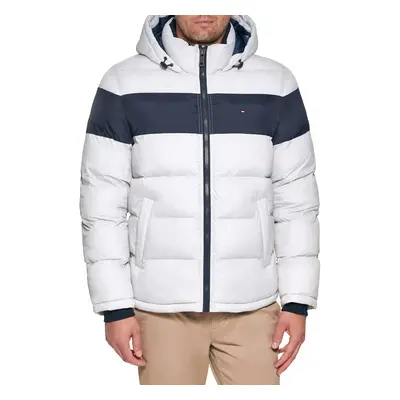 Tommy Hilfiger Men's Hooded Puffer Jacket Ice Midnight Stripe Small