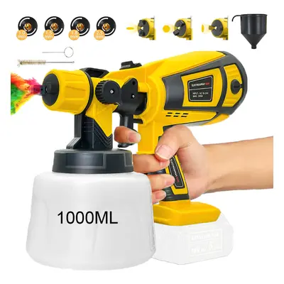 1000ML Cordless Paint Sprayer Gun Car Painting Tool Body-DeWALT Battery Compatible