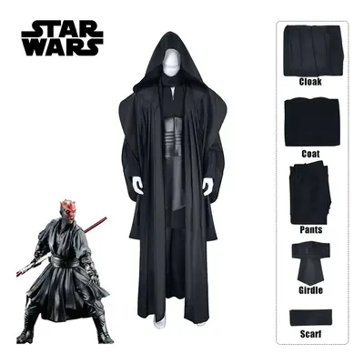 (L) Wars Darth Maul Cosplay Costume Halloween Fancy Dress Party Black Set