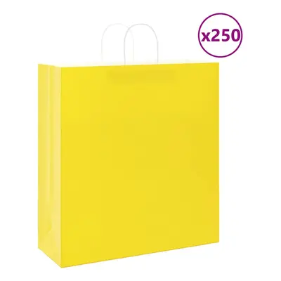 (yellow, x x cm) vidaXL Paper Bags pcs with Handles Brown 21x11x36 cm Paper Grocery Bag