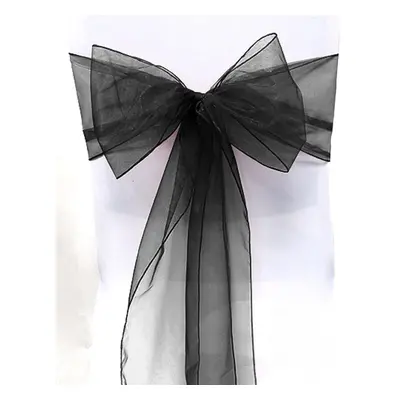 (100 Pcs, Black) 10-100Pcs Organza Bowknot Chair Sashes Covers Wedding Party Event Banquet Decor