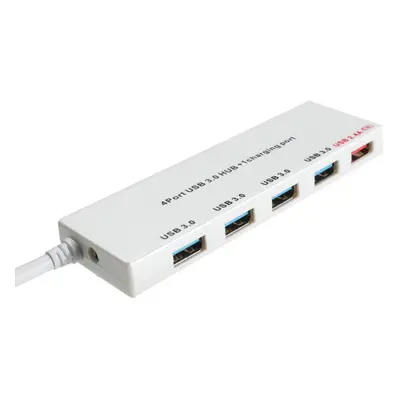 (Silver) Ultra Thin USB3.0 Ports Hub with a 2.4A USB Fast Charging Port