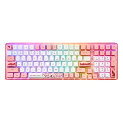 (Pink, White Switch) Mechanical Gaming Keyboard Triple-Mode Programmable Keys PBT Keycaps 3/5-Pi