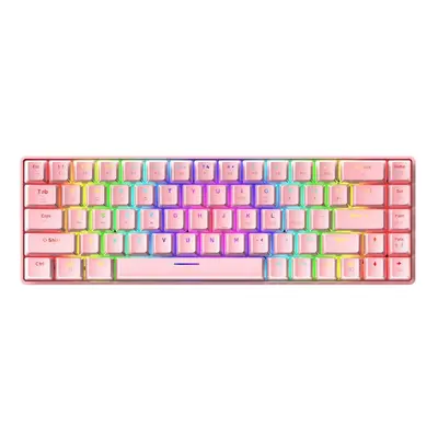 (Pink, Blue Switch) Mechanical Keyboard Keys USB Type-C Wired Blue/Brown/Red Swtich Colorful RGB