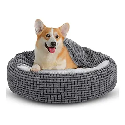 JOEJOY Round Dog Bed Calming Donut Cuddler Pet Bed for Large Medium Small Dogs, Warm Puppy Hoode