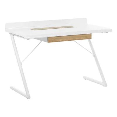 1 Drawer Home Office Desk x cm White with Light Wood FOCUS