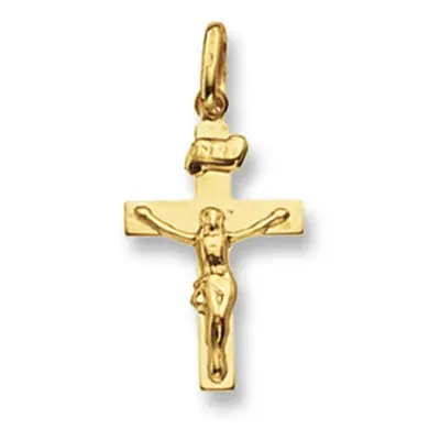 (20 Inch) Mens 9ct Gold Crucifix Pendant On A Curb Necklace