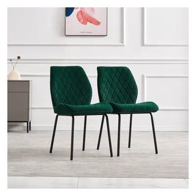 (Green) 2X Velvet Dining Chairs with Soft Padded Seat