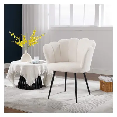 (White) Elegant Round Scallop Chair Compact And Stylish