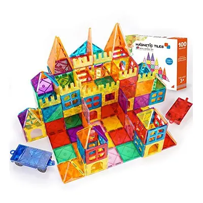 Kids Magnetic Tiles Toys, 100Pcs 3D Magnetic Building Blocks Tiles Set, Building Construction Ed