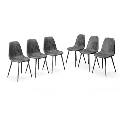 (Black, 6) CARLO Modern Faux Leather Dining Chair with Metal Legs