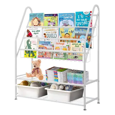 5-Tier Stainless Steel Bookshelves Storage Shelf, Book Display Stand Organizer, Children's Toy S