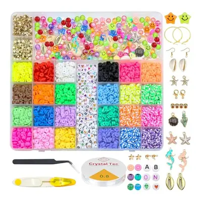 6000 Pcs Clay Beads Kit, Colors Flat Polymer Spacer Heishi Beads for Jewelry Making, Bracelet Ma