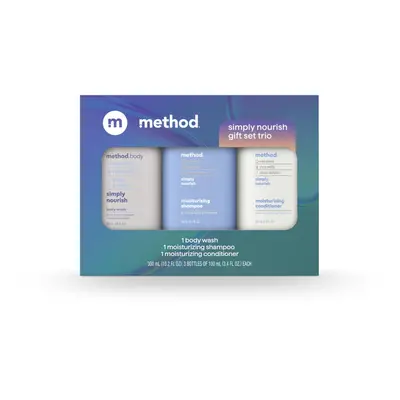 Method Body Wash and Hair Care Gift Set, Simply Nourish, 3.4 oz Travel Size Bottles