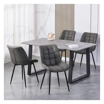 (GREY) 2Pcs Faux Matte Suede Leather Dining Chairs Alba