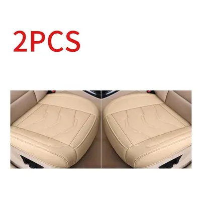 (beige, 2pcs front cover) Seametal Ultra Luxury Car Seat Cover Leather Cushion Universal Breatha