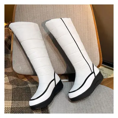 (white, 42) 85/women&apos;s Snow Boots Winter New Thick Sole Anti Slip Warm Cotton Boots Long Fl