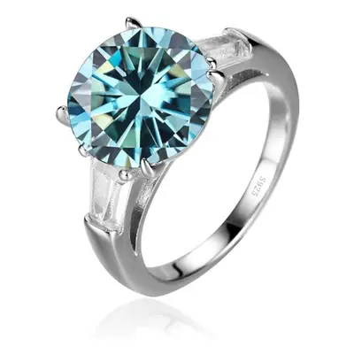 (blue, 4.75) Bagueringen Luxury Big Carat Moissanite Diamond Ring Sterling Silver Jewelry Classi