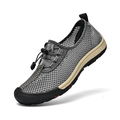 (gray, 44) Summer Breathable Outdoor Casual Shoes Men Sneakers Antiskid Slip On Walking Shoes Mo