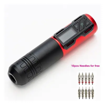 (red) P2 Wireless Tattoo Pen Rotary Cartridge Machine Powerful Coreless Motor Digital Led Displa