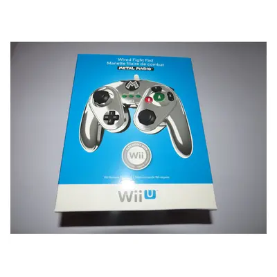 METAL MARIO CONTROLLER Chrome Wired Fight Pad - Nintendo Wii U Wii