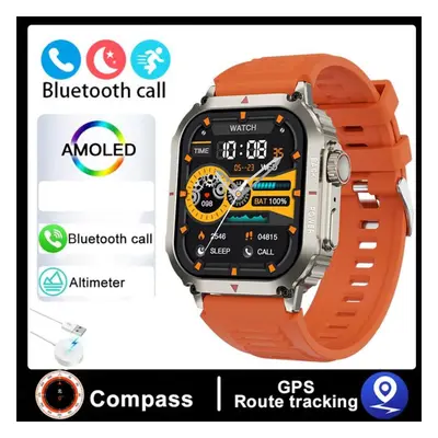 (orange, Silicone strap) New Sport Rugged Military Smart Watch Men Ftiness Watches Ip68 Waterpro