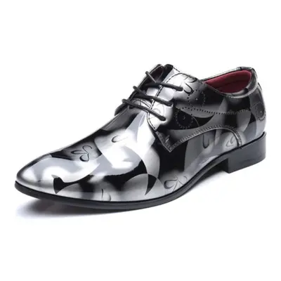 (gray, 41) Patent Leather Oxford Shoes For Men Dress Shoes Men Formal Shoes Pointed Toe Business