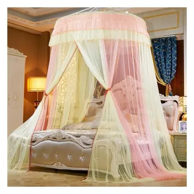 (yellow,pink, 1.8m (6 feet) bed) Elgant Canopy Mosquito Net Hanging Bed Curtain Encryption Insec