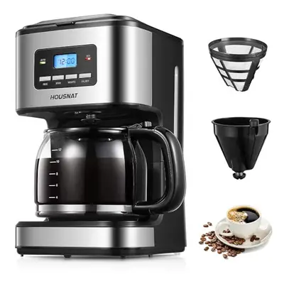 HOUSNAT Filter Coffee Machine, Programmable Drip Coffee Maker, Advanced Showerhead Technology, F