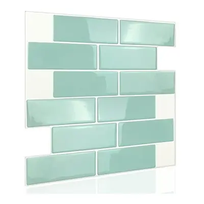 WALPLUS Green Sea Glossy 3D Metro Sheets Sticker Tiles 30cmx15cm Contemporary Eclectic Wall Peel